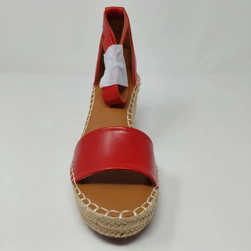 Dream Pairs Red Espadrille Wedge Sandals Ankle Strap Women's US 8 New